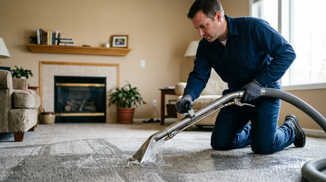Water damage restoration technician working near Kesley, IA